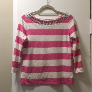 Juicy Couture Striped Top w/ Diamond Collar
